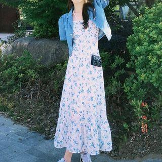 Spaghetti Strap Floral Midi A-line Dress / Mini A-line Dress