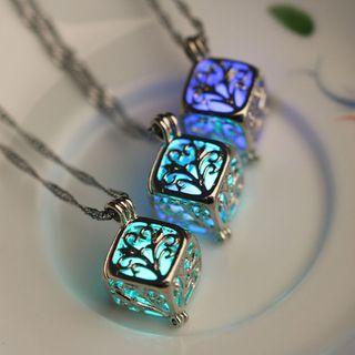 Fluorescent Cube Pendant Necklace