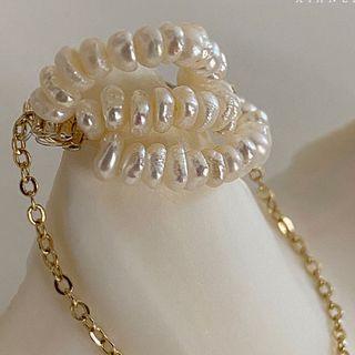 Pearl Cuff Earring 1pc - Gold & White - One Size