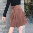 Corduroy Plaid A-line Skirt
