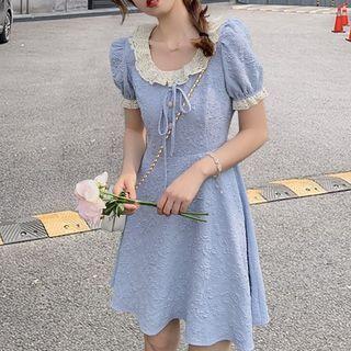 Puff-sleeve Ruffled Mini A-line Dress