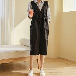 Drawstring-waist Wrap Jumper Dress