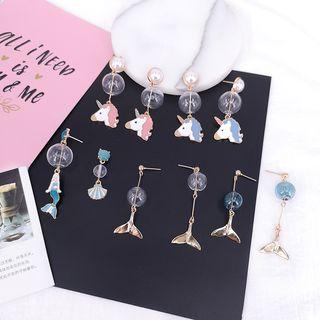Unicorn / Mermaid Glass Ball Dangle Earring (various Designs)