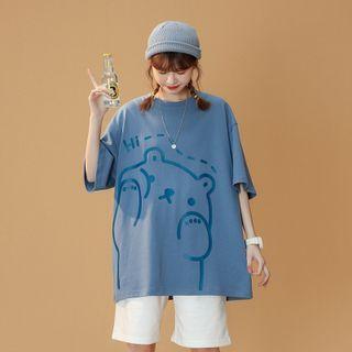 Short-sleeve Bear Print T-shirt / Set