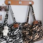 Zebra Print Canvas Tote Bag / Bag Charm / Set