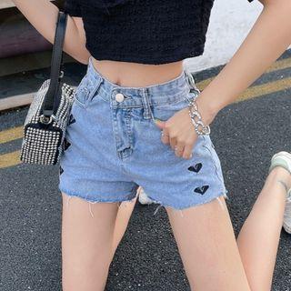 Heart High-waist Denim Shorts