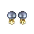 Sterling Silver Plated Gold Simple Fashion Gray Freshwater Pearl Stud Earrings Golden - One Size