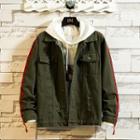 Distressed Tie Accent Letter Printed Denim Jacket
