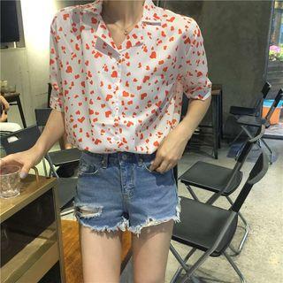 Short-sleeve Heart Print Shirt