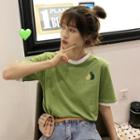 Avocado Embroidered Contrast Trim Short-sleeve T-shirt
