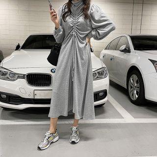Mockneck Drawcord Long Dress