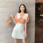 High-waist Side Button A-line Skirt