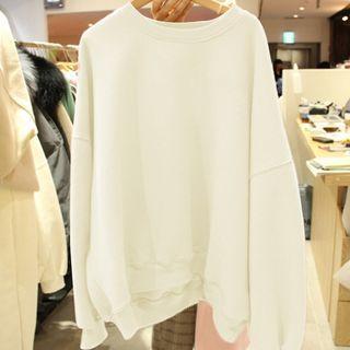 Oversized Long-sleeve Plain Sweatshirt
