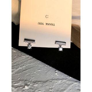 925 Sterling Silver Cz Drop Earring 1 Pair - Silver - One Size