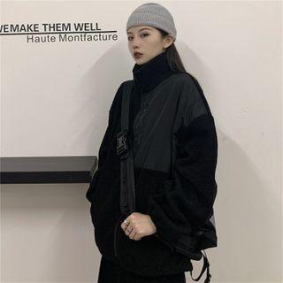 Panel Stand Collar Zip Jacket Black - One Size