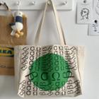 Lettering Canvas Tote Bag Pomp - Off-white - One Size
