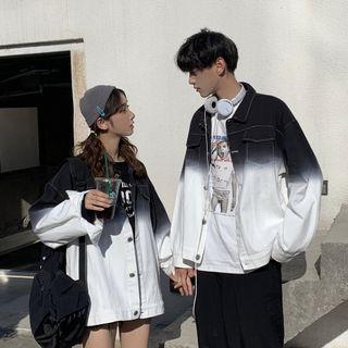 Long Sleeve Couple Gradient Denim Jacket