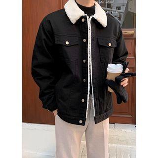 Fleece-collar Boxy Trucker Jacket
