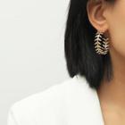 Leaf Alloy Open Hoop Earring 1 Pair - Gold - One Size