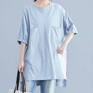 Elbow-sleeve Blouse As Shown In Figure - One Size