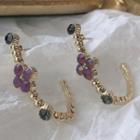 Faux Crystal Alloy Dangle Earring 1 Pair - Silver Steel Earring - Dark Purple - Gold - One Size