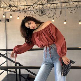 Off Shoulder Balloon Sleeve Top