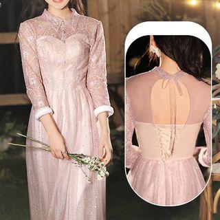 Long-sleeve Sequined A-line Bridesmaid Dress (various Designs)