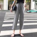 Gingham Straight Cut Cropped Pants