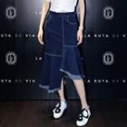 Set: T-shirt + Denim Ruffled Skirt