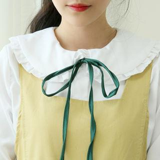 Peter Pan-collar Beribboned Blouse White - One Size