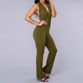 Halter-neck Open Back Jumpsuit