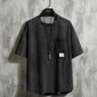 Short-sleeve Washed Denim T-shirt
