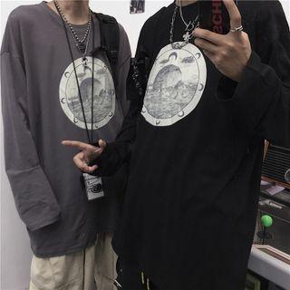 Couple Matching Circled Print Long-sleeve T-shirt
