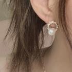 Rhinestone Faux Pearl Earring Be0854 - 1 Pair - As Shown In Figure - One Size