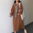 Mock-two Striped Long-sleeve Loose-fit Dress