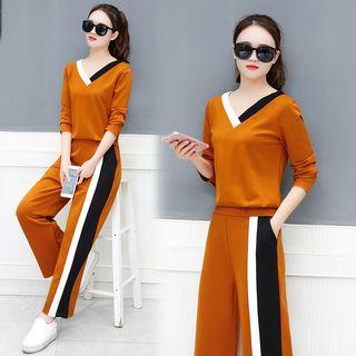Set: 3/4-sleeve T-shirt + Wide Leg Pants
