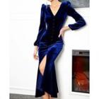 V-neck Slit Maxi Mermaid Dress