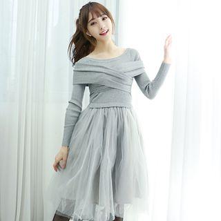 Cross-strap A-line Tulle Dress