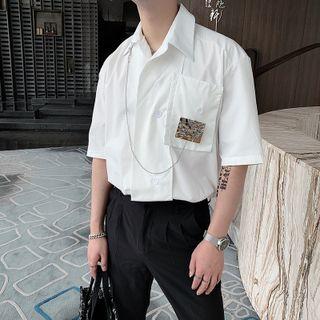 Short-sleeve Plain Chain-accent Shirt