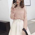 Cut-out Shoulder Long Sleeve Knit Top