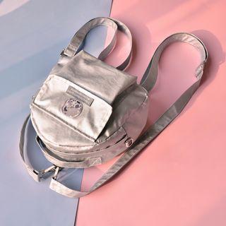 Faux Leather Logo Backpack Silver - One Size