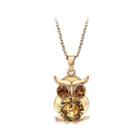 Fashion Owl Pendant With Champagne Gold Austrian Element Crystal And Necklace