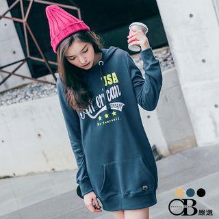 Letter Graphic Hooded Shift Dress