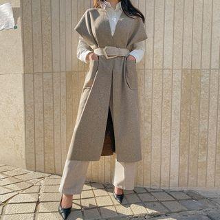 Open-front Long Felt Vest
