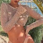 Long-sleeve Hollow Crop Top