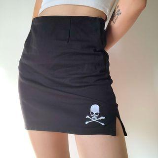 Skull Print Mini Pencil Skirt