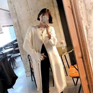 Distressed Two-way Long Knit Cardigan