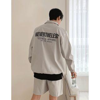 Drawstring Kangaroo Letter Anorak Pullover