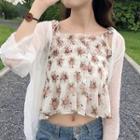 Strappy Floral Print Top / Light Jacket