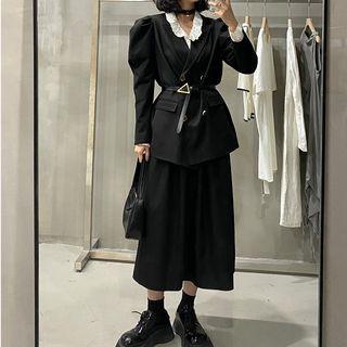 Plain Balloon-sleeve Blazer